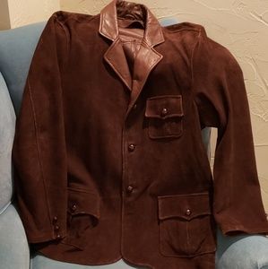 WILSONS LEATHER brown suede/leather Sport Coat Lg